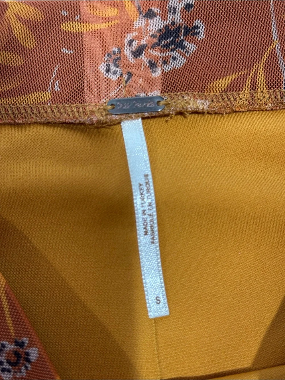 Free People Romi Mesh Ruffle Mini Skirt Orange Floral Ruched Size S